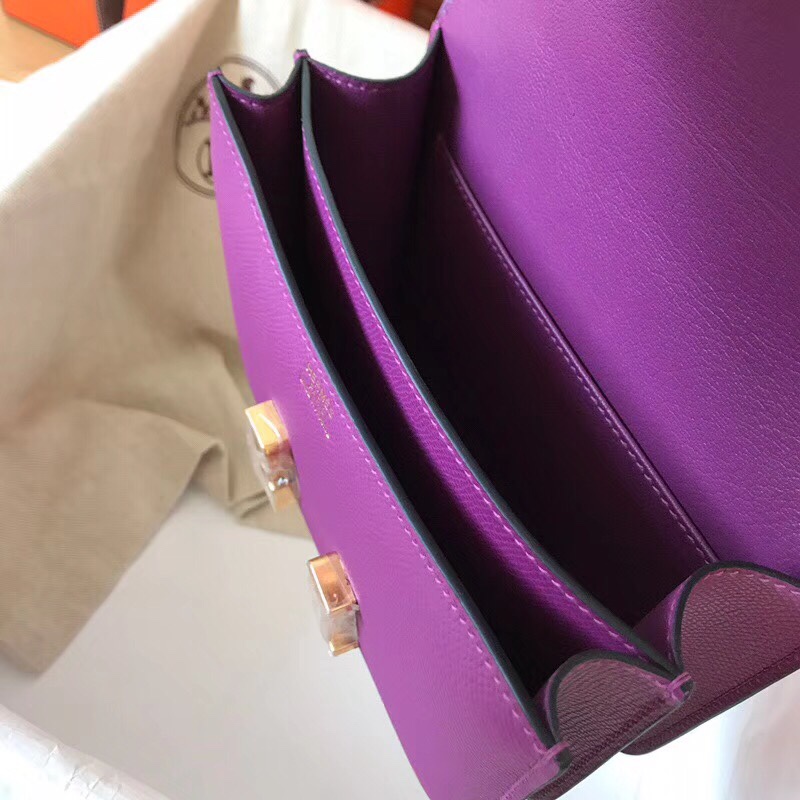 Hermes Constance 24cm Shoulder Bag In Anemone Epsom Leather